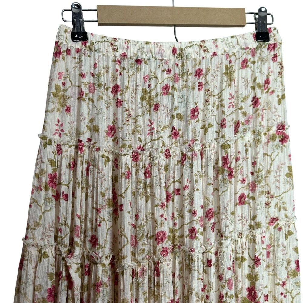 Denim & Supply Ralph Lauren Skirt Womens M Floral Maxi Tiered Cottage Boho Vtg - Picture 5 of 11